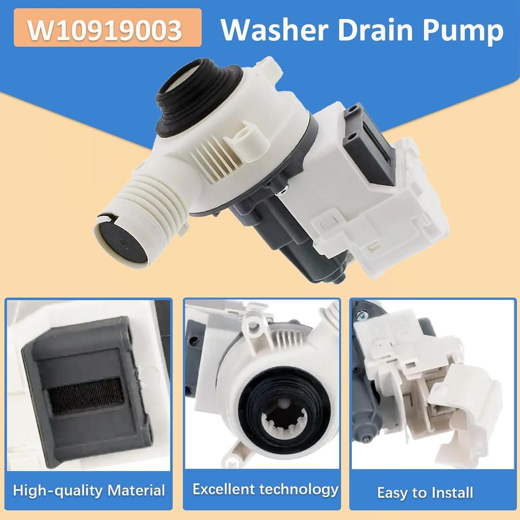 W10919003, W10775446 Washer Drain Pump Compatible with Whirlpool, Kenmore, Maytag Washing Machine Pump, Replaces B25-3A04, AP6038235, PS11770076
