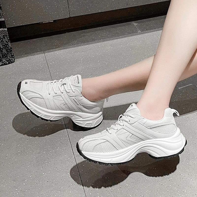 

Мода Новая Горячая Распродажа Женские Низкие Кроссовки Однотонные Белые Сетчатые Дышащие Женские Ботинки Увеличивающие Рост Высокого Качества Zapatos Para 35 белый