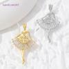 18K Gold Plated Brass Ballet Girl/Rectangular Flowers Charms Pendants For Necklace Jewelry Making DIY Accessories Wholesale
