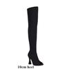 Open Toe High-heeled Women Over-the-knee Boots Stretch Bright Black Patent Leather Zipper Thigh Boot Faux Suede 46
