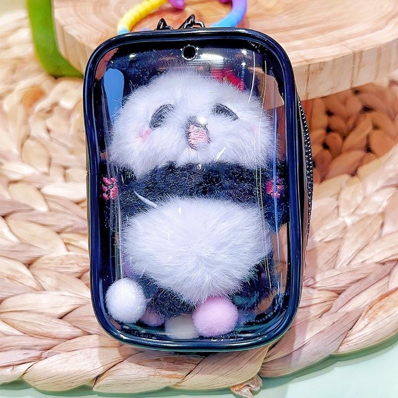 

Ink Jinnew Blue Mini Panda Set Pendant Cute Plush Keychain And Transparent Bag чёрный