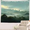 Retro Japanese Cherry Blossom Tapestry, Deep Indigo Flowers Wall Art Hanging Decoration Polyester Fiber White Ruffled Around For