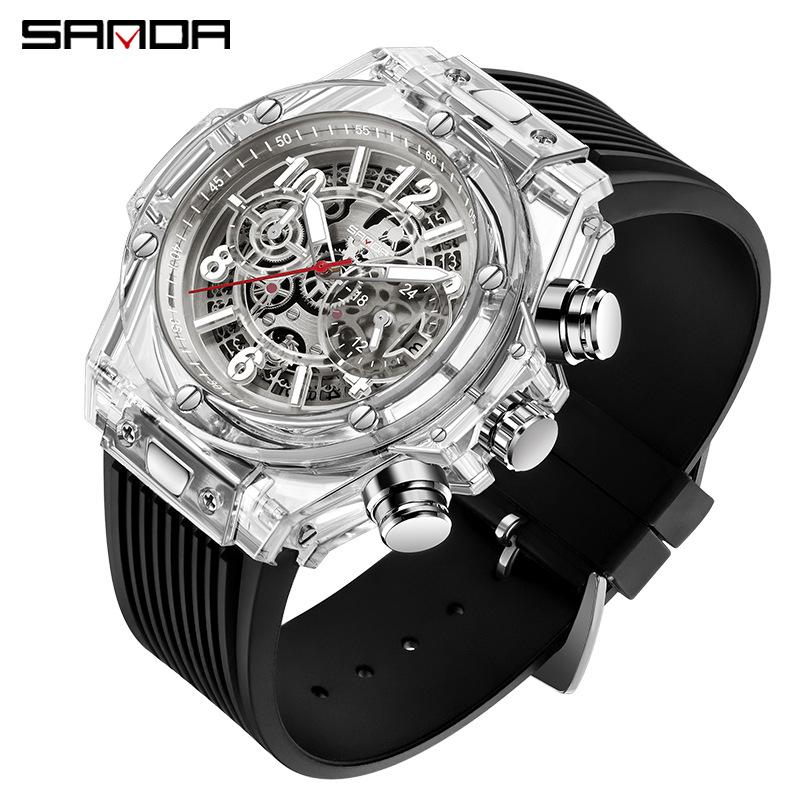 SANDA Brand Luxury Watch Men Wrist Watches Multifunction Sports Waterproof Luminous Sports Casual Clock Men Quartz Watches