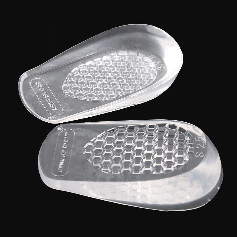 Женская полустелька Эластичная амортизирующая Стелька из ГЕЛЯ Летняя Спортивная Невидимая Внутренняя стелька для увеличения высоты каблука L Size 1.5cm