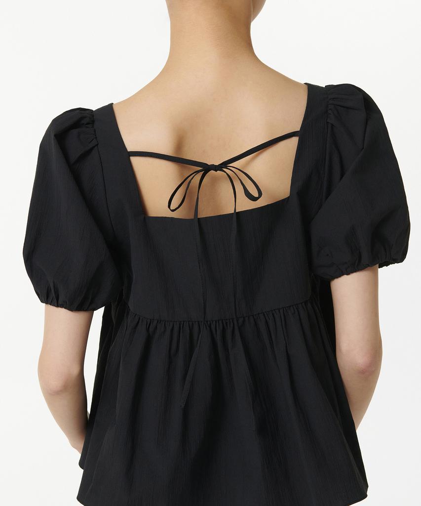 MUSINSA STANDARD WOMAN Women'S Crinkle Puff Sleeve Peplum Blouse [Black]