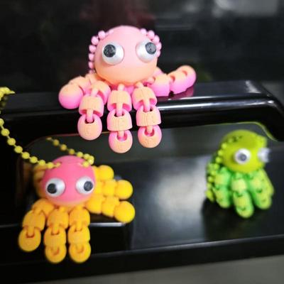 Pingente Pequeno Polvo Fofo Móvel Multijoint Impresso em 3D Chaveiro Argola de Chave para Carro Pingente para Mochila Escolar