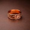 Blumen Gravierter Kupferring, Breiter Strukturierter Statement Ring, Reiner Kupfer Lotus Ring, Handgefertigter Schmuck