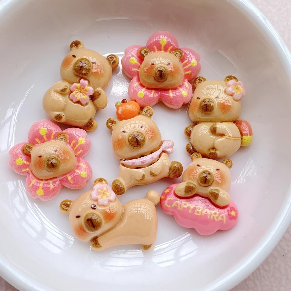 10PCS New Models Colorful Cartoon Bear Series Resin Scrapbook DIY Jewelry Hairpin Headrope Decoration Crafts