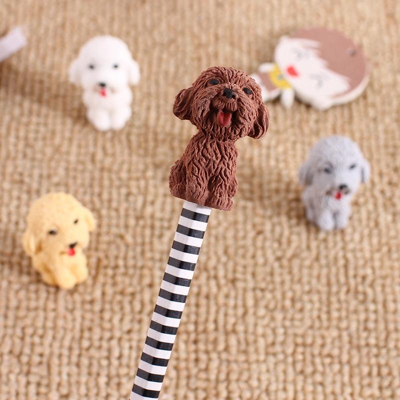 2Pcs Kawaii Cute Dog Cartoon Eraser Pencil Rubber Novelty for Kids School Supplies Student Office Stationery