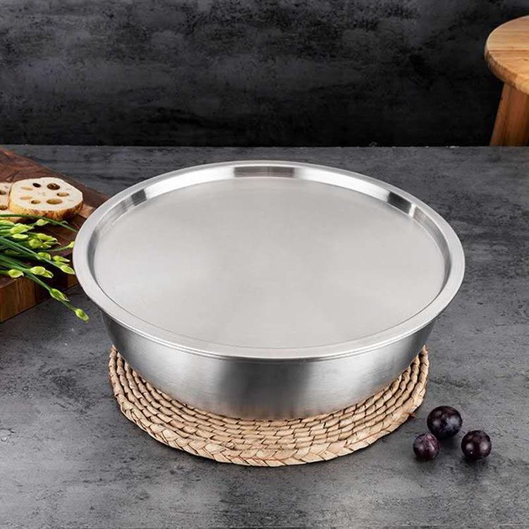 304 Stainless Steel Bowl with Lids Thickened Household Salad Bowl Sink Round Basin Vegetable Pot Kitchen Food Mixing Bowls Set