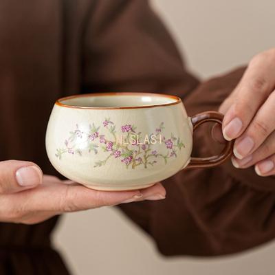 Hand-painted Peach Blossom Ceramic Teacup Exquisite Ice Crack Glaze Porcelain Master Cup Custom Tea Accessories 160ml Tea Cup