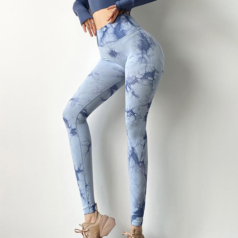 2023 Women's High-Waist Tie-Dye Seamless Butt-Lifting Yoga Pants with Jacquard Design