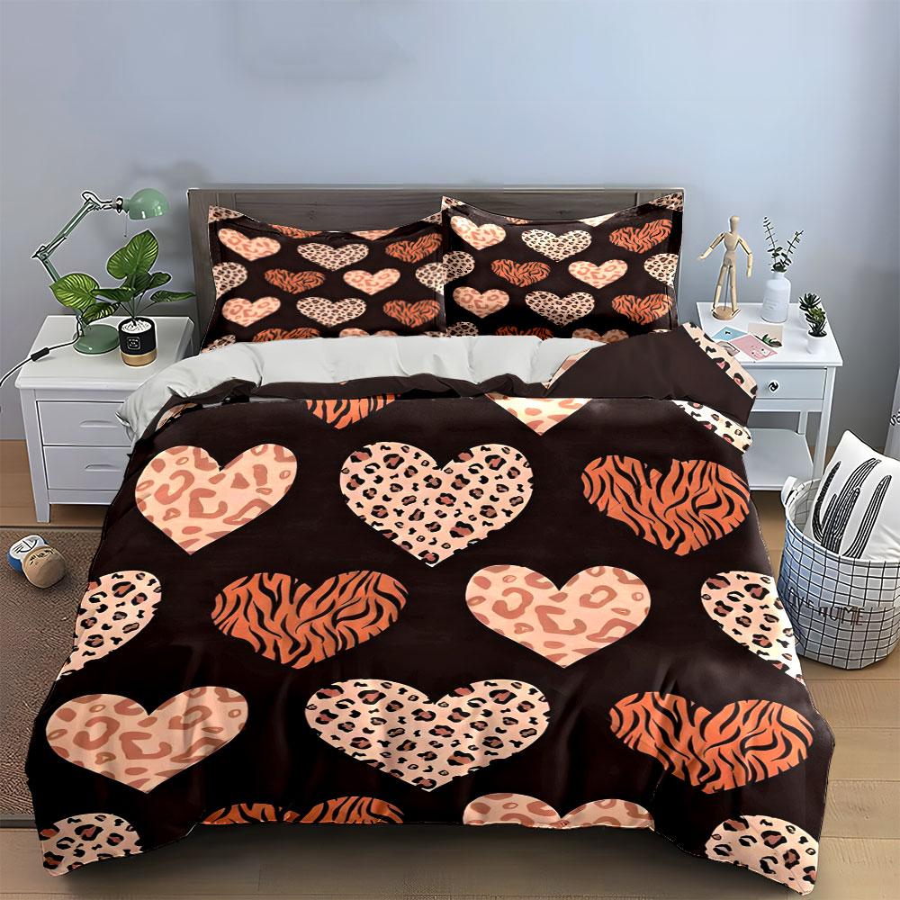 Heart Patterned Trio for Decoration Essentials kid's and adults' bedroom decor, Exquisite three-piece bedding set gift