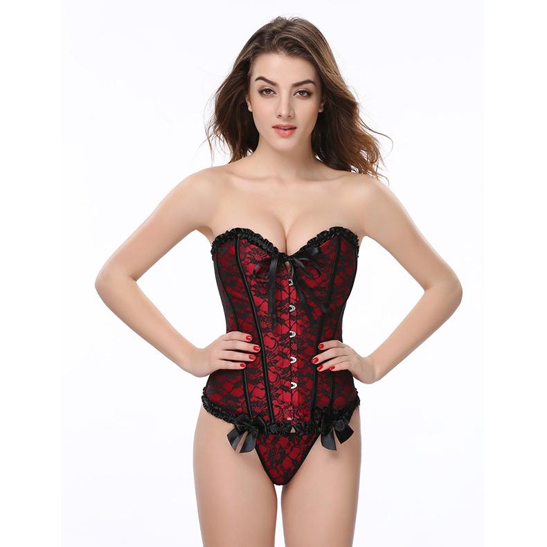 Women's Shapewear Corset Mesh Lace Tightening Tummy Tightening Palace  Corset Bustier