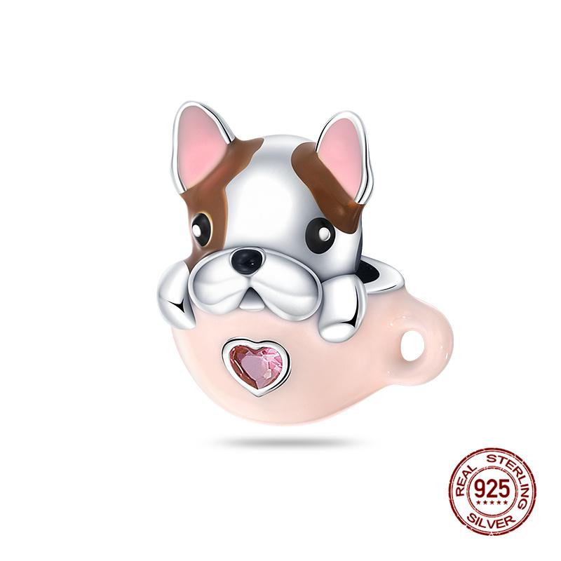 Original Charms Copper Cute Puppy Charms Beads Fit 3Mm Original Bracelet Women Diy Jewelry Gifts Making