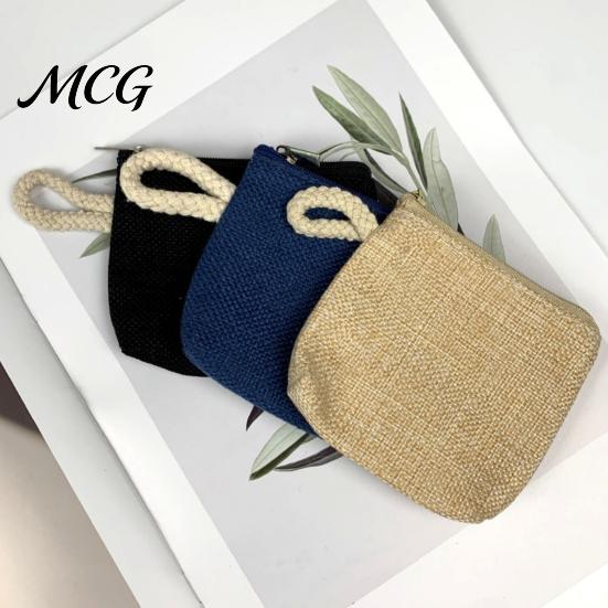 Hand Strap Coin Purse Women Purse, Fabric Mini Change Portable Small Japanese Casual Style Bag Zippered Pouch for Coins Cash Cards Lipstick