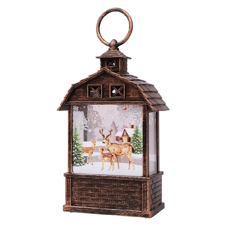 Christmas Lantern Man Snowman Deer Jesus Pattern Glowing Lamp Ornament Portable