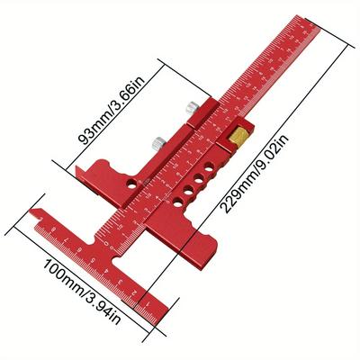 Präzisions-Schiebekantenlineal - Anreißlineal für den Holzbearbeitungs-Schreiner - Verstellbares T-Quadrat MM & Zoll Rahmenlineal Tiefenmesser
