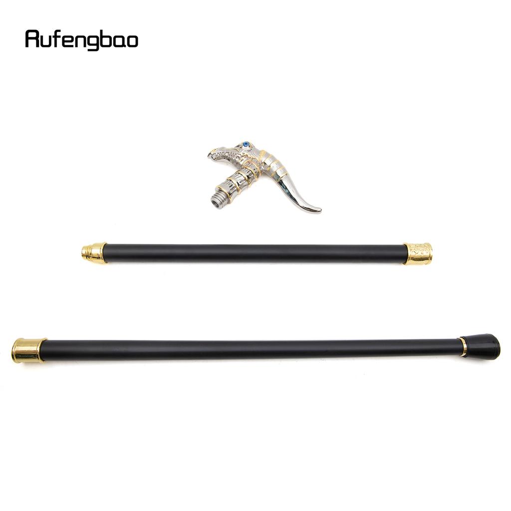 Golden White Dinosaur Walking Cane Fashion Decorative Walking Stick Gentleman Elegant Cosplay Cane Knob Crosier 93cm