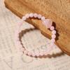 Festive Gifts Rose Quartz Beaded Bracelet With Heart Charm Sweet Fashion Jewelry For Women Daily Wear Simple Versatile Accessory
