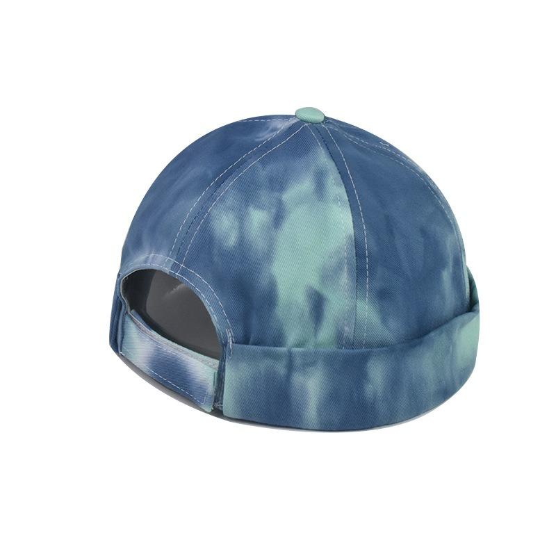 Hat Couple Tie Dyed Melon PU Leather Hat Round Hat Men and Women Korean Street Instagram Trendy Brand Cold Hat Landlord