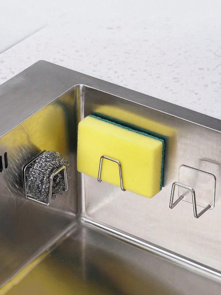 Küche Edelstahl Waschbecken Schwämme Halter Selbstklebende Ablauf Trocknen Rack Küche Wand Haken Zubehör Lagerung Organizer