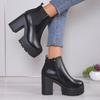 Women's Boots Round Toe Waterproof Platform High Heels Thick Heels Martin Boots Women's Shoes
