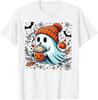 Cute Ghost Drinking Coffee Halloween Ghost Ice Coffee Women T-Shirt Unisex T-Shirt