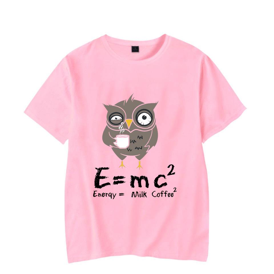 E MC2 Energy Milk Coffee Print T-shirt Street Fashion Style Short Sleeve T-shirt Men's and Women's Summer Comfort T-shirt