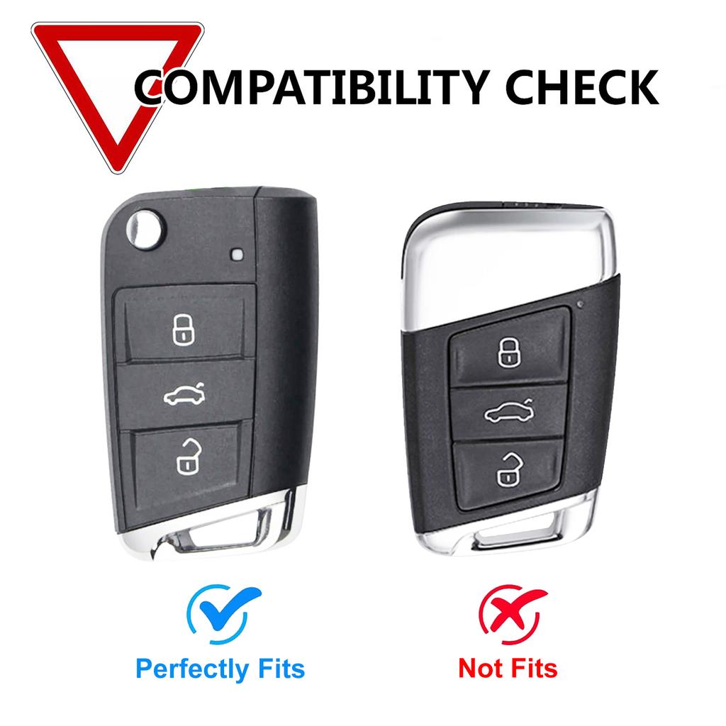 3 Button Genuine Leather Key Ring Case Cover Shell Holder Protect For Volkswagen Golf 7 2015-20  Skoda Fabia 2014-20 Seat Leon