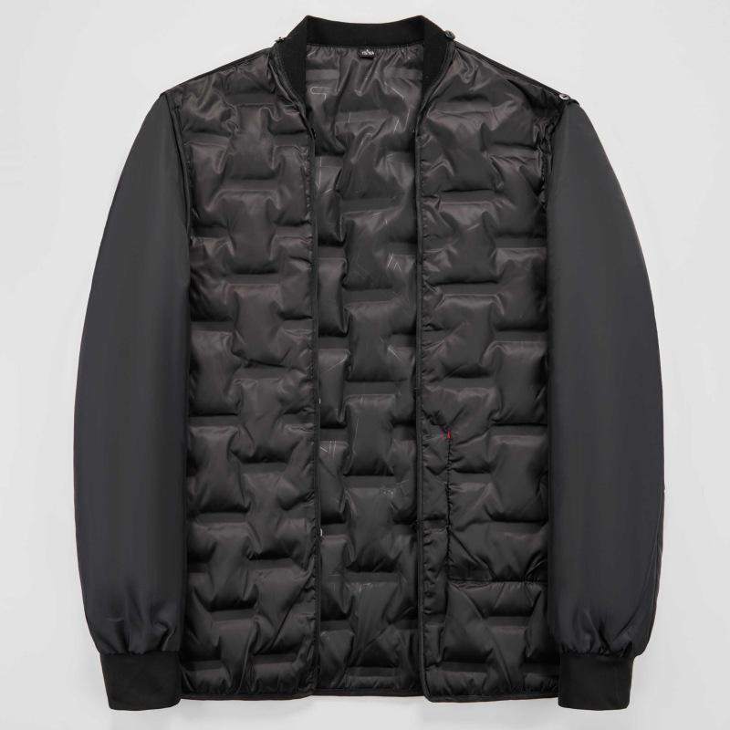 Men's Thickened Lapel Down Jacket for Middle-aged & Elderly - Detachable Liner, Duck Down, Cold Protection Winter Coat