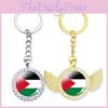 Palestinian Flag Keychain With Sparkling Diamond Inlaid Flower Pendant