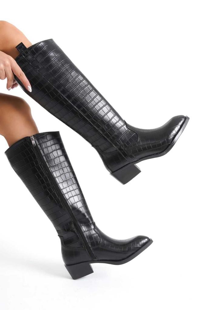 Women Modern Stylish Fashion Boots Faux Leather Suede Pointed Toe Zippered Knee High Tan Suede Boots