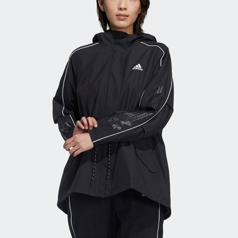 (WMNS) Adidas Cny Jkt Warm Sports Lacing Woven Fleece Lined Hooded Jacket Black Women's GP0625