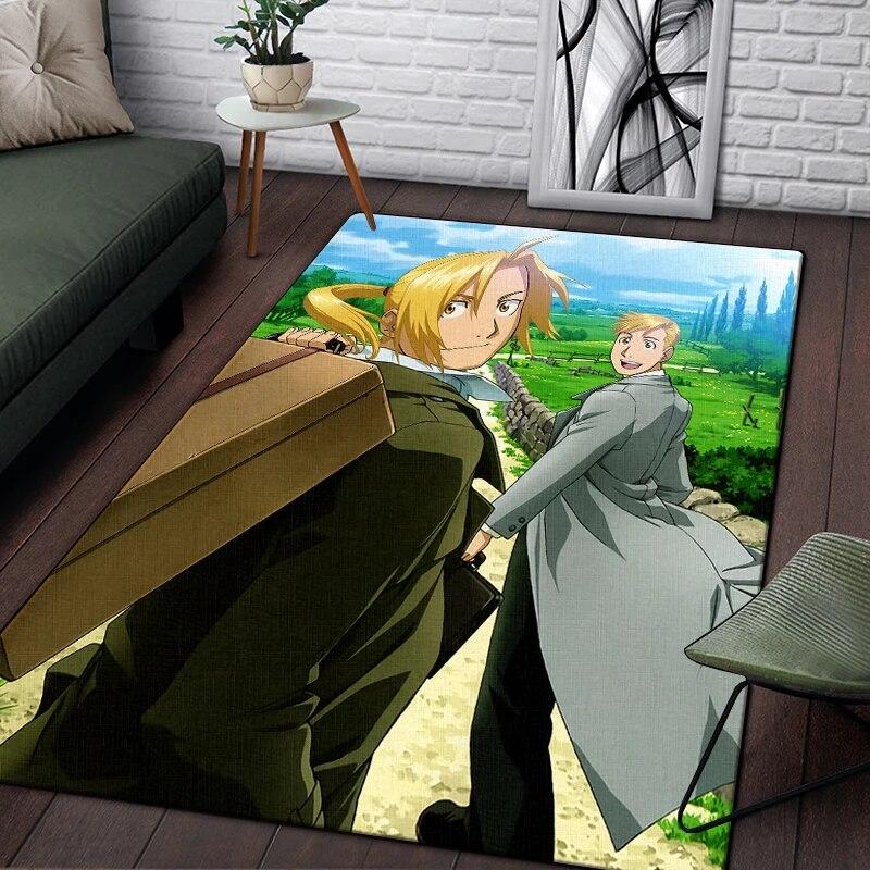 Fullmetal Alchemist Anime Painting Carpet for Living Room Large Area Rug Black Soft Carpet Home Decoration Mats Boho Rugs Picnic