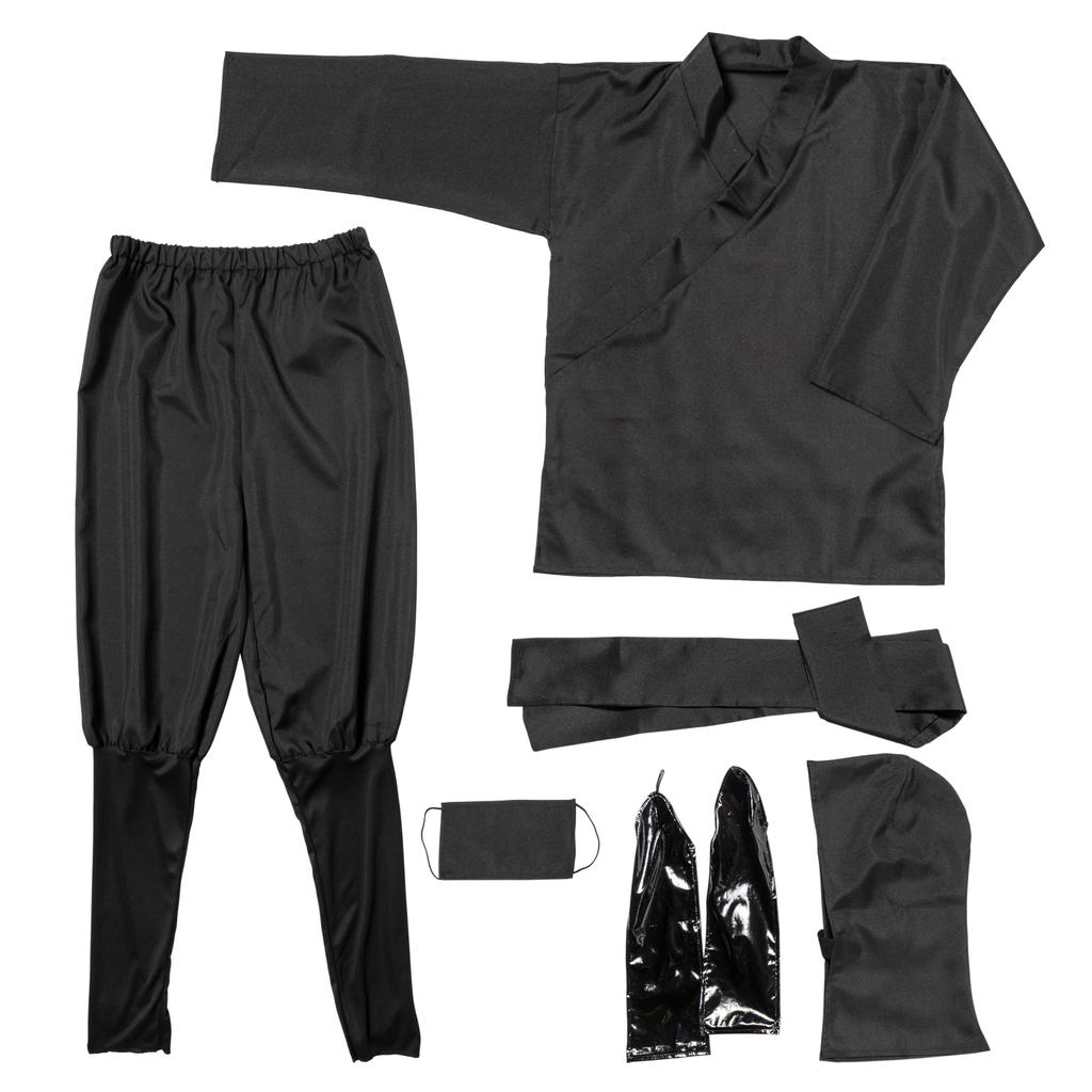 Costume Cosplay Ninja Nero Clearstone Stile Giapponese Uomo 7 Pezzi Elegante