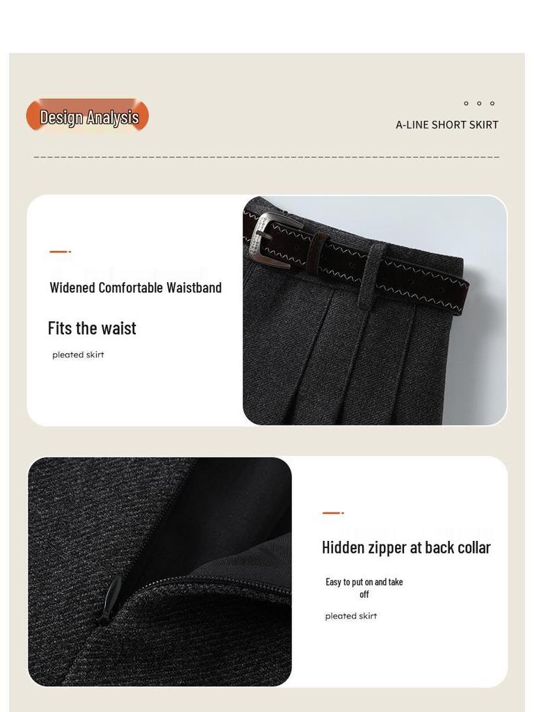 2026 Women's A-line High Waist Pleated Skirt - Autumn/Winter School Style