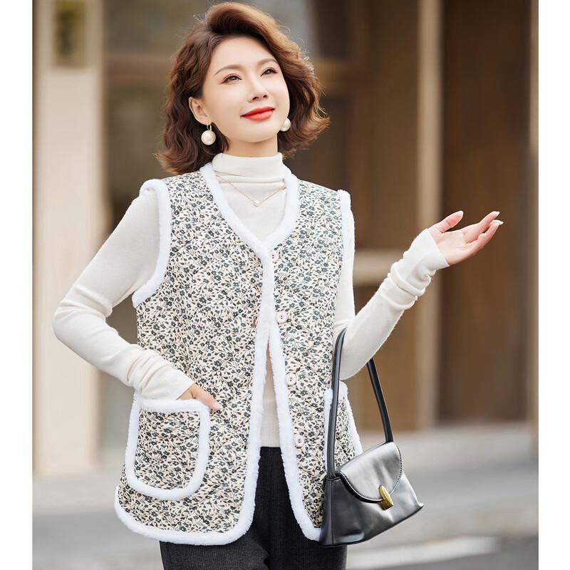 Pasite Women's Winter Floral Fleece Vest