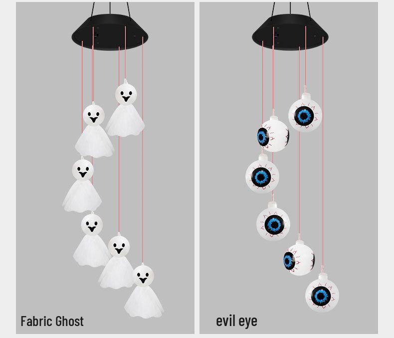 Solar Seven-Color Rose Wind Chime Lamp: Outdoor Courtyard Hanging Light for Halloween Decor
