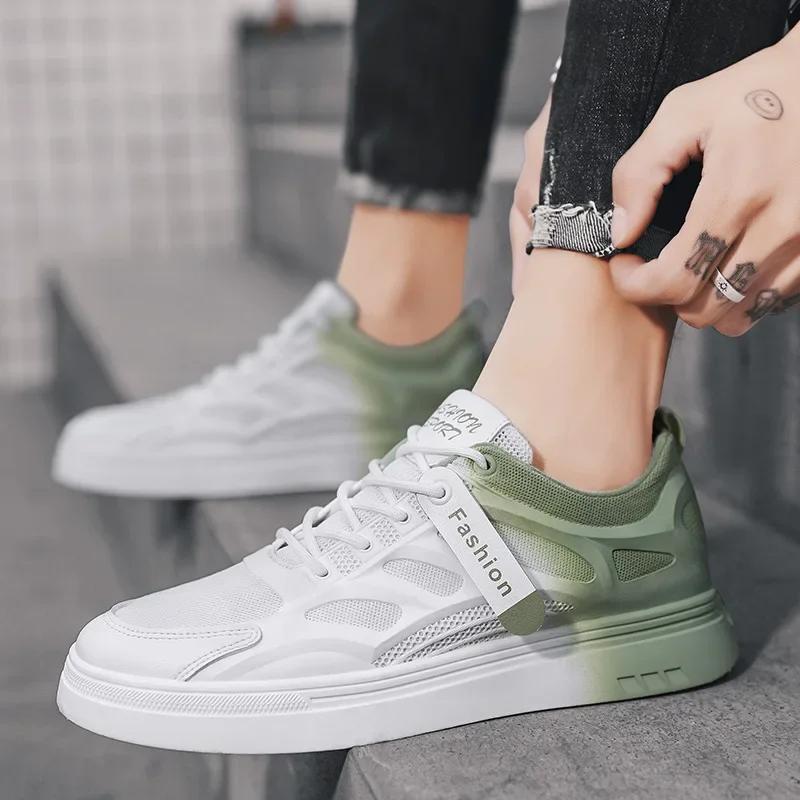 2025 Designer's New Fashionable Gradient Color Men's Breathable Mesh Sports Shoes Fashion Flat Shoes Men's Casual Student Shoes
