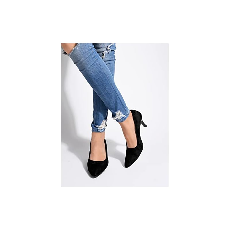 Shoetopia Women'S Block Heel Pumps Blue /Eu36 / Uk3