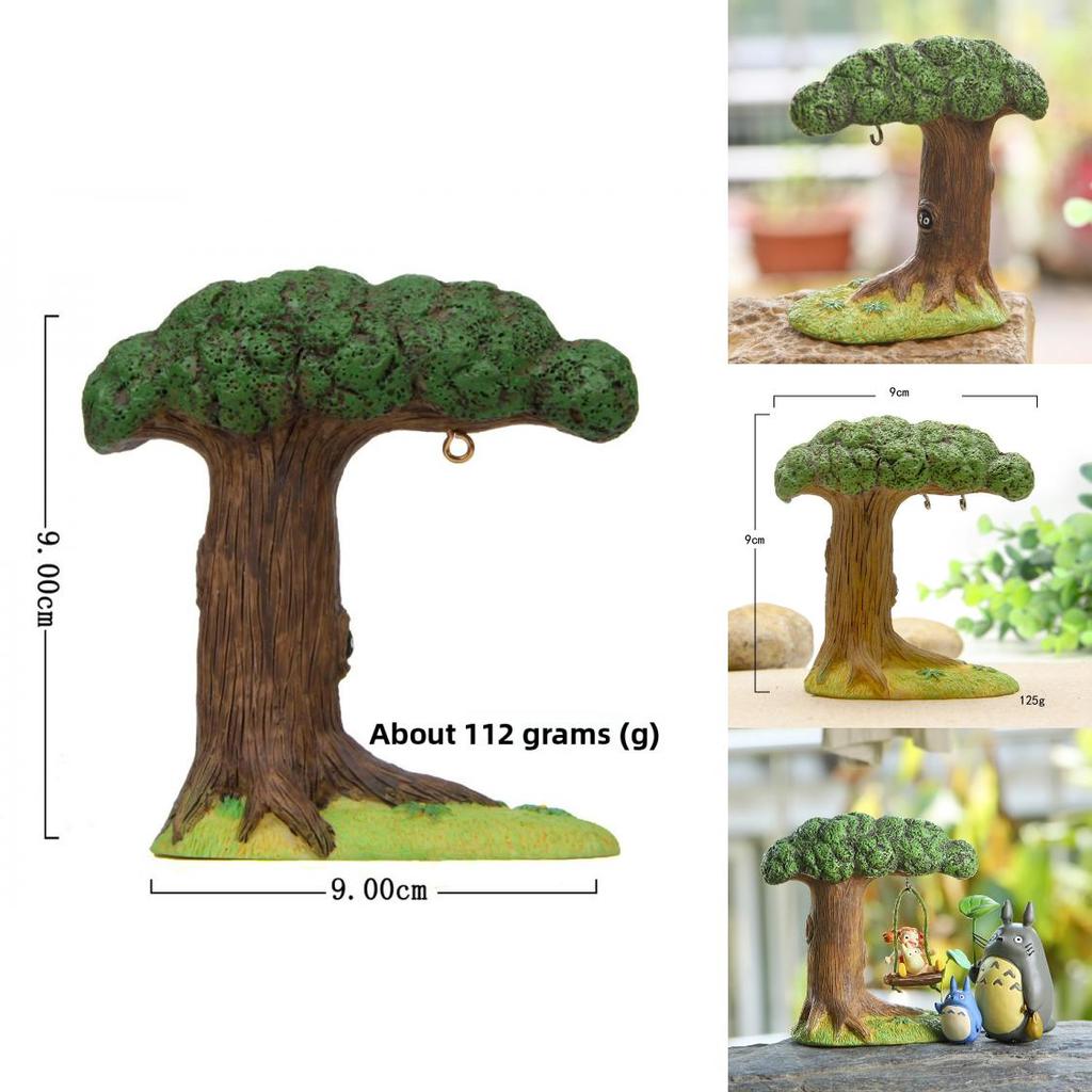 Totoro Resin Micro Landscape With Cartoon Cat Swing And Autumn Leaves For Gift And Collection