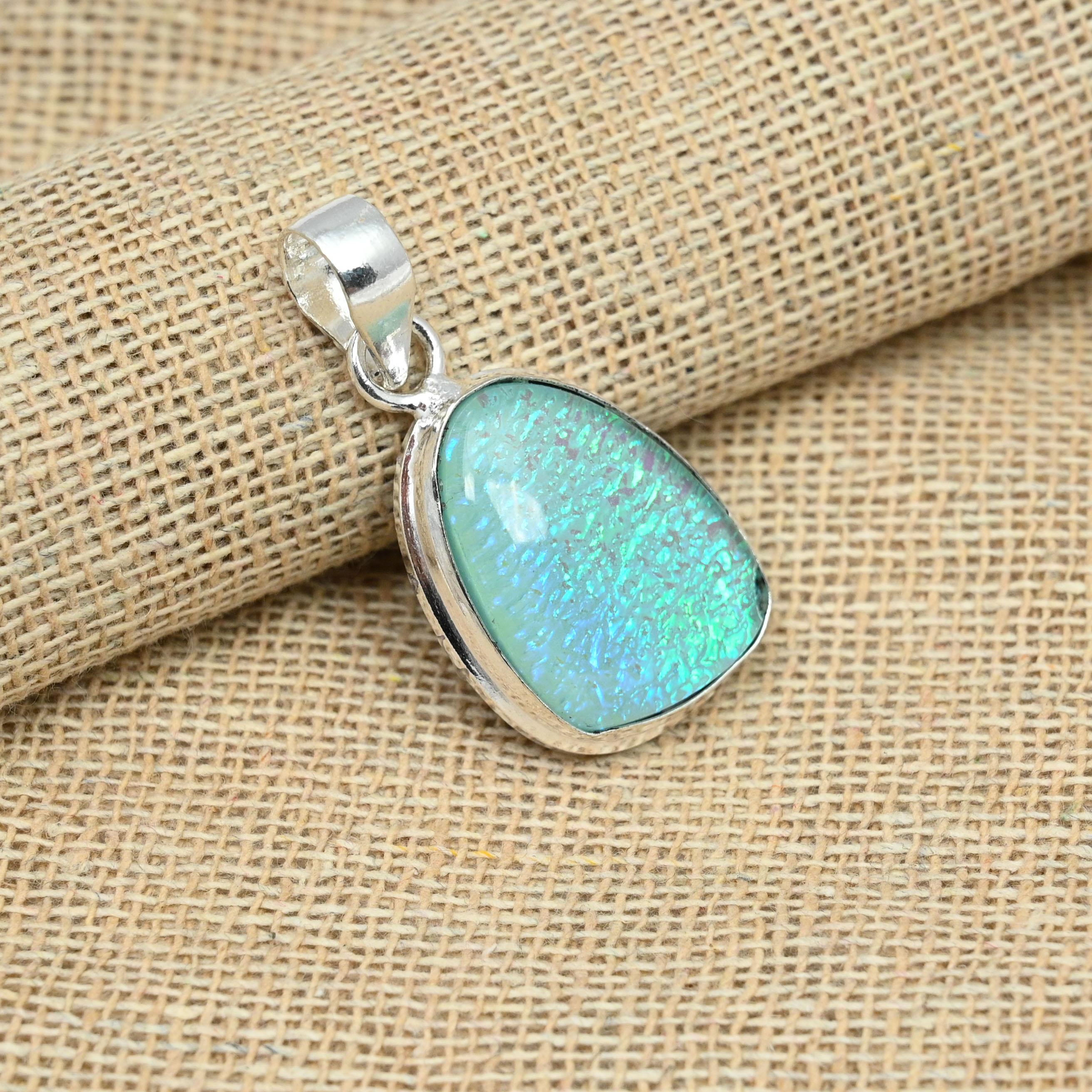 

Ювелирный кулон ручной работы из синего австралийского тройного опала из стерлингового серебра 925 пробы для нее 1.57 Inches синий