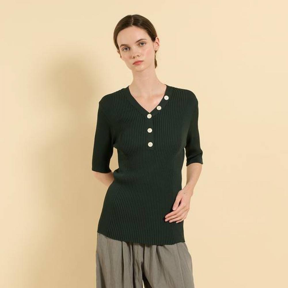 

Bcbg V Neck Button Knit Top B5f7g480 black (99)/66