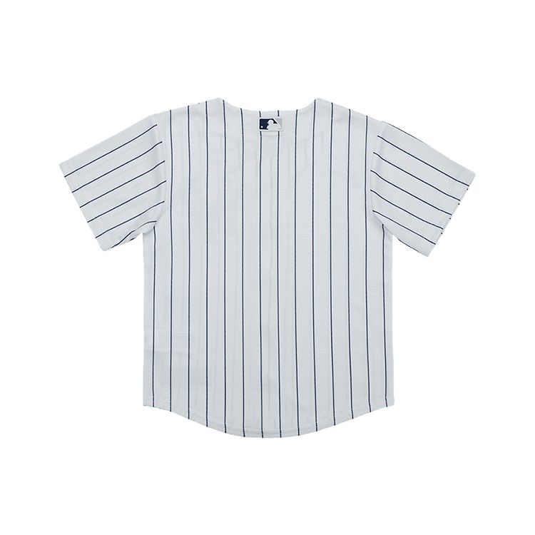 Nike New York Yankees Striped Logo Button-Up Casual Comfortable Sports Short Sleeve Kids Tops White 3Z3B3ZWAB-NYY