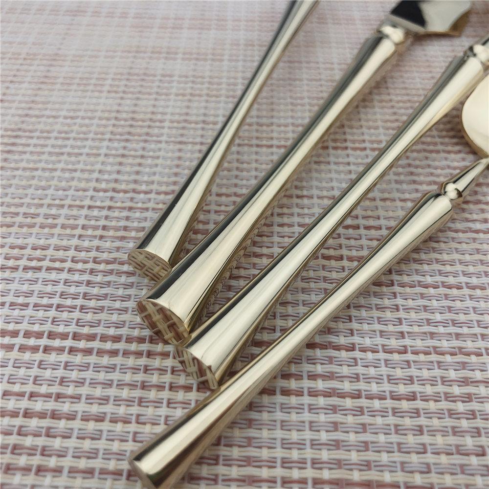 New High-grade Luxury Shiny Champagne Gold Cutlery Set Stainless Steel Dinnerware Set Dinner Steak Knife Fork Teaspoon Blue