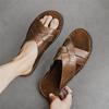 Fashion Handmade Leather Slippers for Men 2025 New Beach Summer Walking Shoes Slip on Light Male Flats Men Flip-flops Outdoor Half Drag