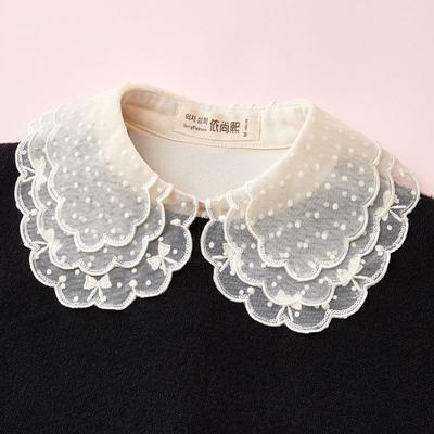 Elegante Stickerei Falscher Kragen Hemd Chiffon Puppe Abnehmbarer Kragen Falsche Damen Falsche Kragen Frau Für Damen Pullover Halbes Hemd