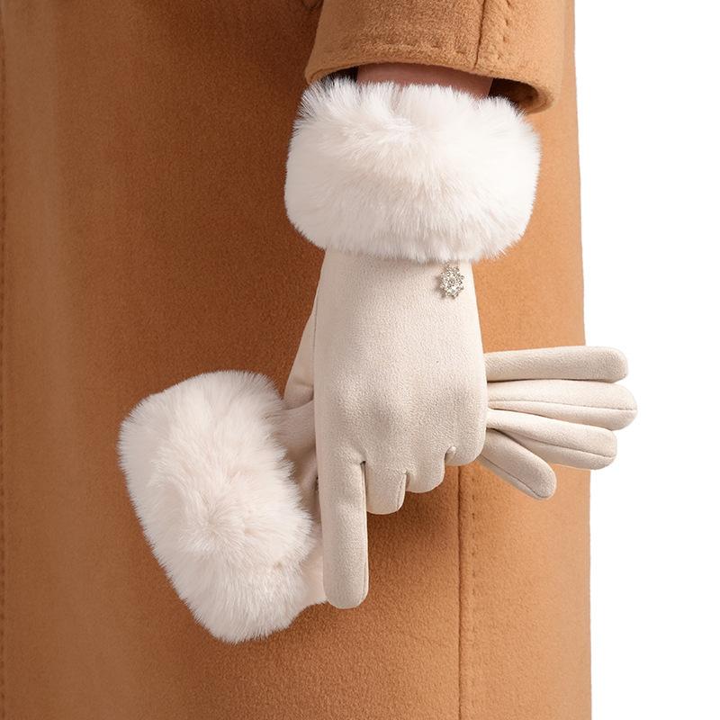 Warm Gloves Women Autumn and Winter German Velvet Windproof and Cold-proof Touch Screen Riding Driving Velvet Thickened Outdoor Sports