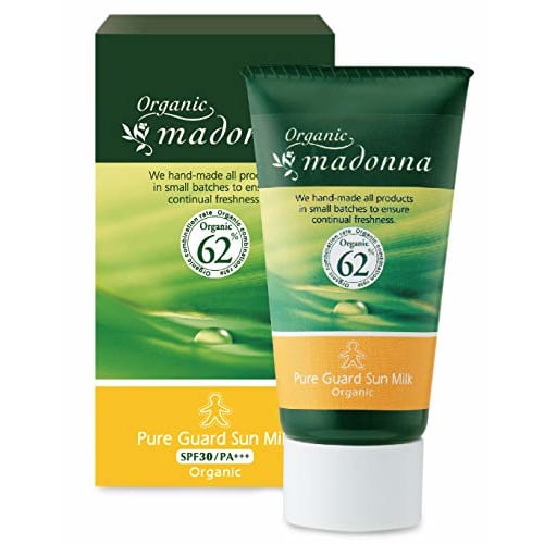 Organic Madonna Pure Guard Sun Milk 45g, an Organic UV Cream with an Insect-repellent Fragrance, Highly Moisturizing for Sensitive Skin, and Uncolored